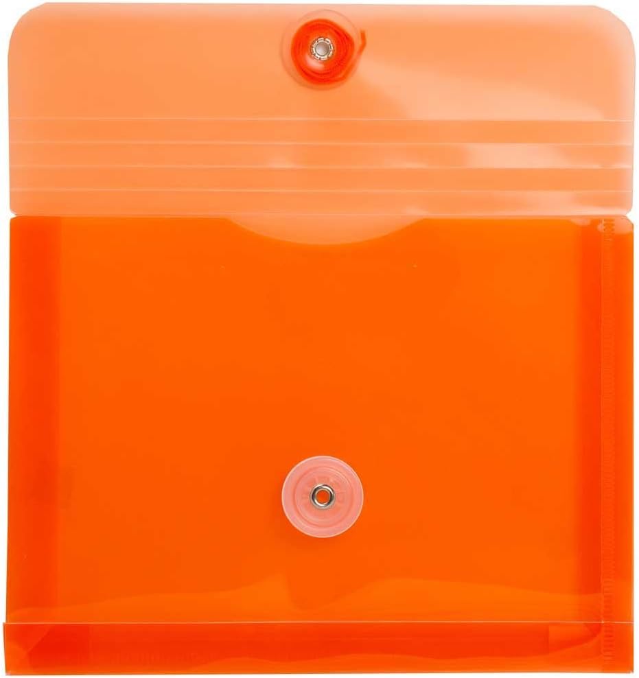JAM PAPER Plastic Envelopes with Button & String Tie Closure - Index Size - 5 1/2 x 7 1/2 - Assorted Colors - 6/Pack