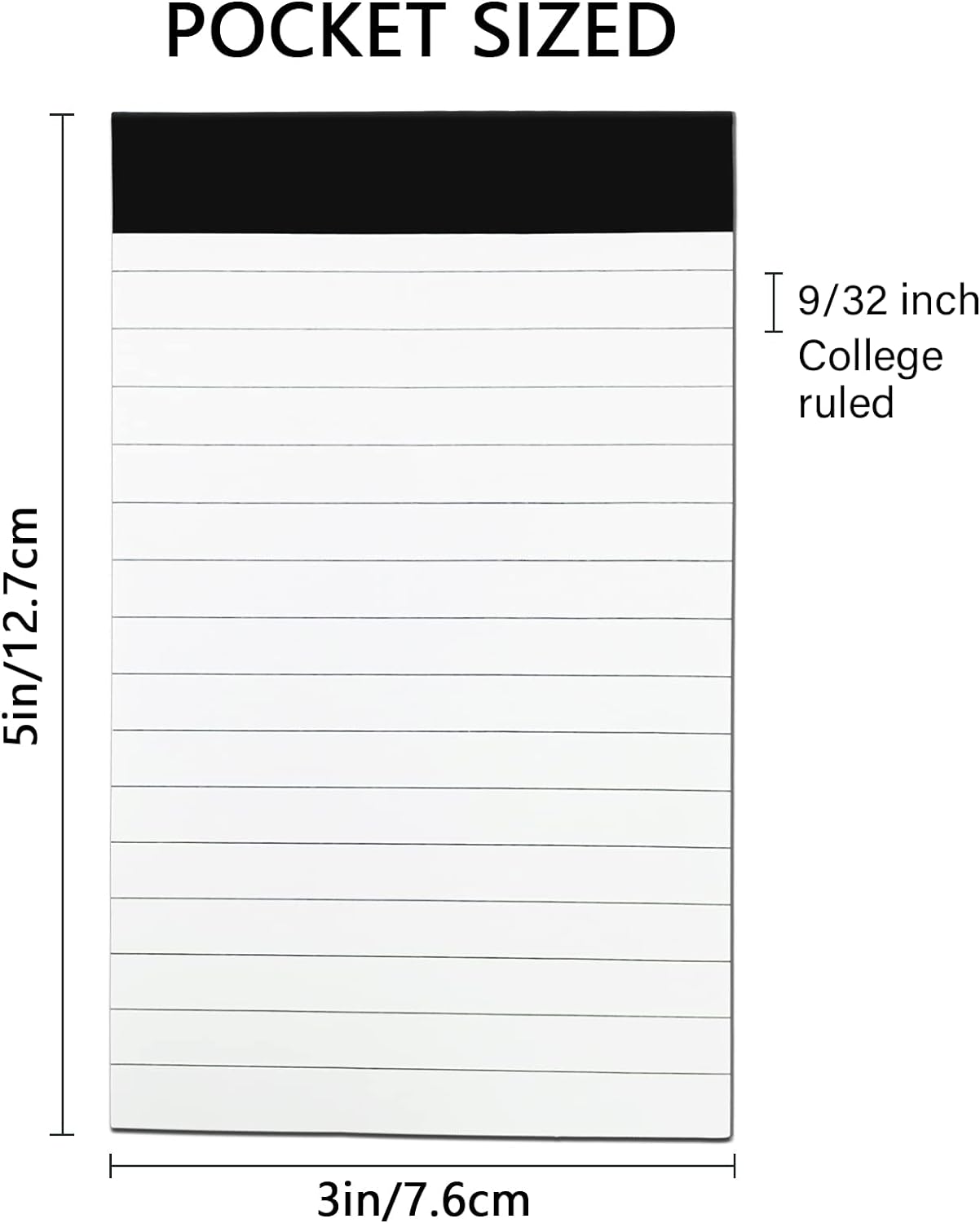 6 Pcs Note Pads Refills 3 x 5 inches Memo Small Notebook Writing Pads with 30 Sheets Each Pad College Ruled Lined Paper NotePads White