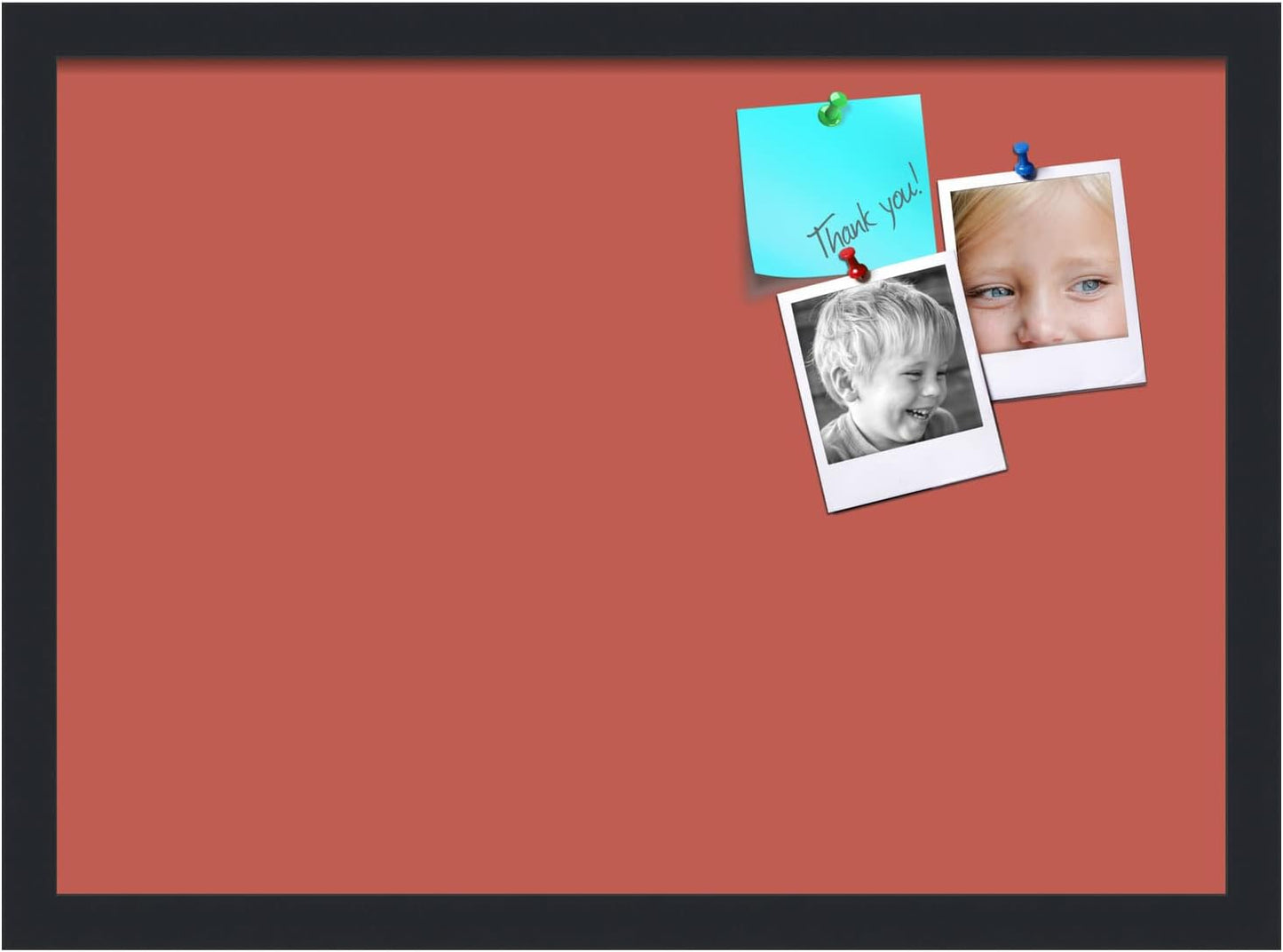 PinPix 21x15 Inch Cork Bulletin Board. This Decorative Framed Pin Board Comes with Crimson Pastel Design and a Satin Black Frame. Ideal for Home Office Decor or Message Board (PinPix-1807)