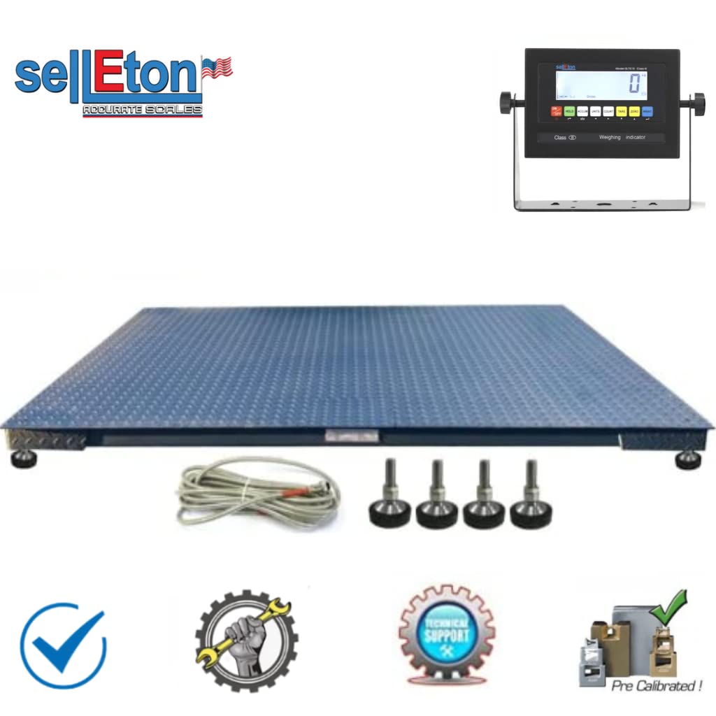 SellEton SL-5x7-30K-NN 60" x 84" Heavy-Duty, Industrial Floor Scale, Metal Indicator with Platform Scale | 30,000 lbs x 5 lb