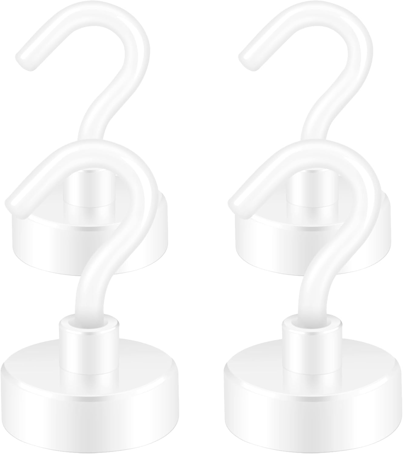 Neosmuk Magnetic Hooks,Heavy Duty Earth Magnets with Hook for Refrigerator, Extra Strong Cruise Hook for Hanging, Magnetic Hanger for Cabins, Grill (Creamy White, Pack of 4)