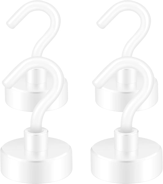 Neosmuk Magnetic Hooks,Heavy Duty Earth Magnets with Hook for Refrigerator, Extra Strong Cruise Hook for Hanging, Magnetic Hanger for Cabins, Grill (Creamy White, Pack of 4)