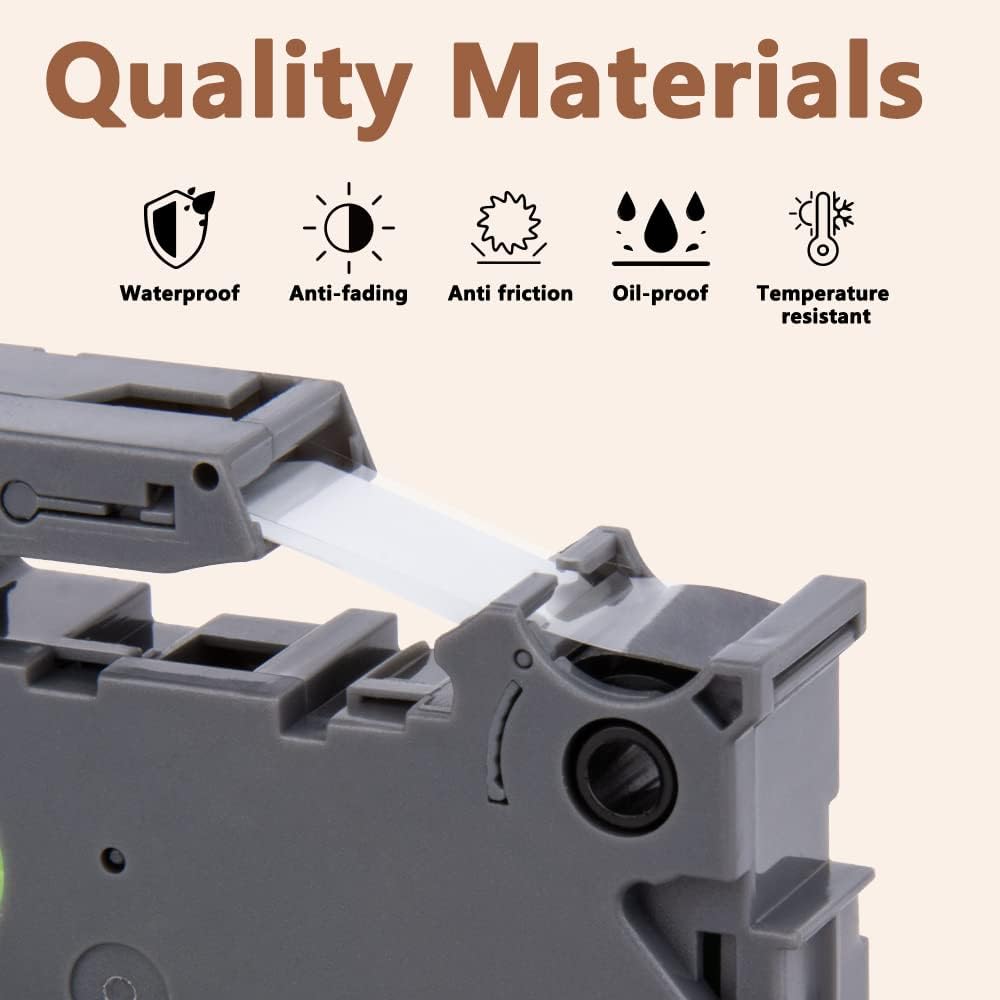 Hehua Tze Tz 18mm 0.7 Laminated Black Tape Compatible for Brother P-Touch TZe-345 TZe345 TZ-345 TZ345 Label for Ptouch PT D400 D600 D610 P710bt, 3/4'' x 26.2ft White on Black, 3 Pack