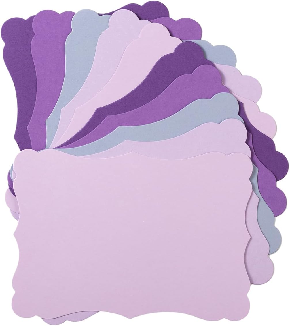 50 Pack Blank Kraft Cards Cardstock Thick Paper Brown Greeting Cards for DIY Gift Card Menus, Baby Shower and Wedding Invitations (Purple, 5 Colors, 4x6IN)