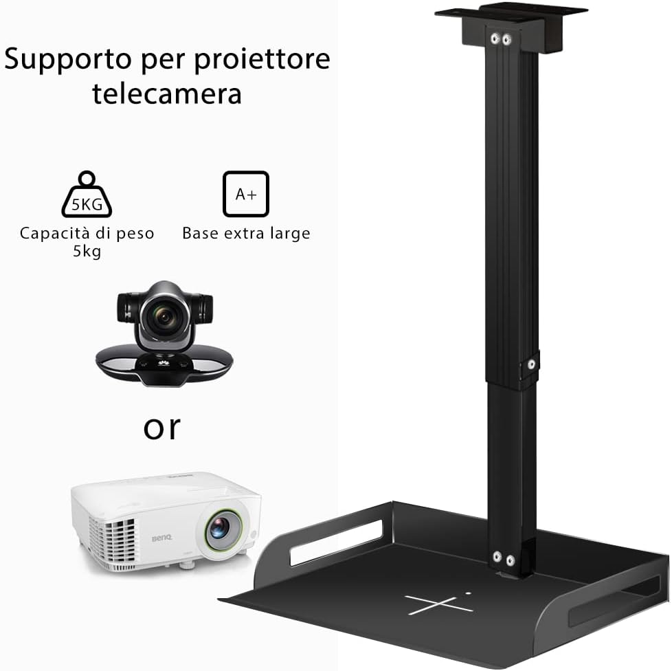 Drsn Universal Ceiling Mount with Tray for Projector Camera, 91-170 cm Adjustable, 11 Lbs Load Bearing, No Hole Installation, in-Tube Cable Routing, Universal Ceiling Mount for Wall Ceiling, Carbon