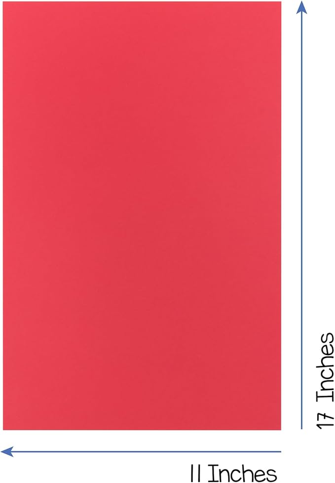 Hygloss Red Bright Colored Cardstock - 11x17-Inch, 50 Sheets, 65 lb/ 176 gsm, Fade-Resistant, Acid-Free Color Card Stock Paper
