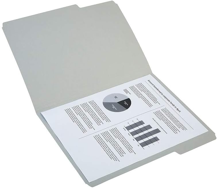 Staples 508895 Colored File Folders w/Reinforced Tabs Letter 3 Tab Gray 100/Box