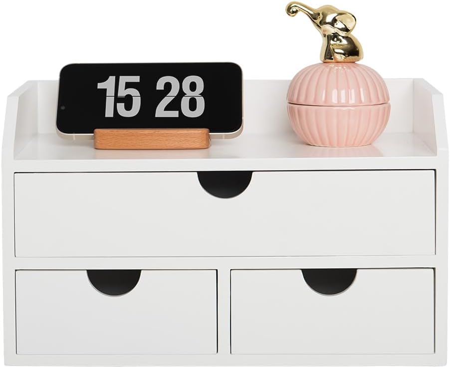 ZGZD Elegant Wooden Desk Organizer with 3 Drawers – Premium Tabletop Office Supplies Storage for Home & Office – Stylish, Space-Saving, Multi-Functional Desk Accessories