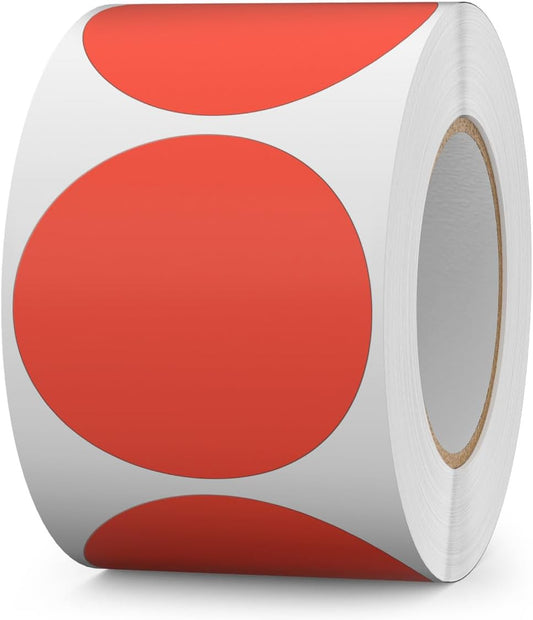 500 PCS Round Stickers 2 Inch Vinyl Red Dot Sticker Removable Writable Color Coding Circle Colored Labels for Office Inventory Garage Yard Sale Tag