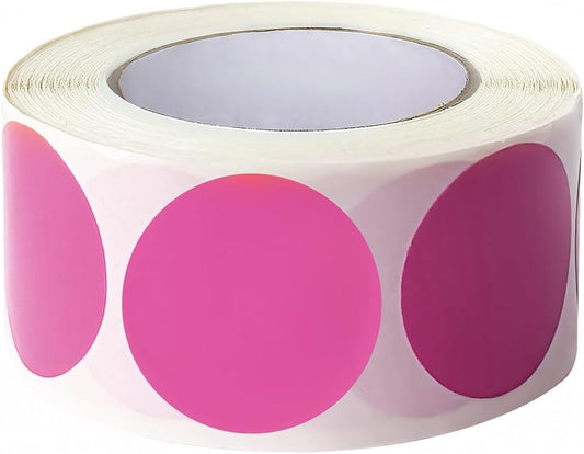 SHYGO® 1“ Pink Circle Dot Stickers Color Coding Labels, 1000PCS 2 Rolls