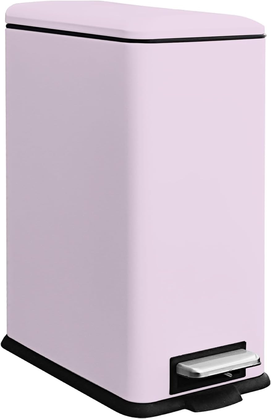 8 Gallon Step On Trash Can with Soft-Close Lid, Stainless Steel Garbage Can Fingerprint Resistant with Removal Inner Bucket, Modern Pink Trash Can for Home, Kitchen, Laundry Room, Office, Bathroom