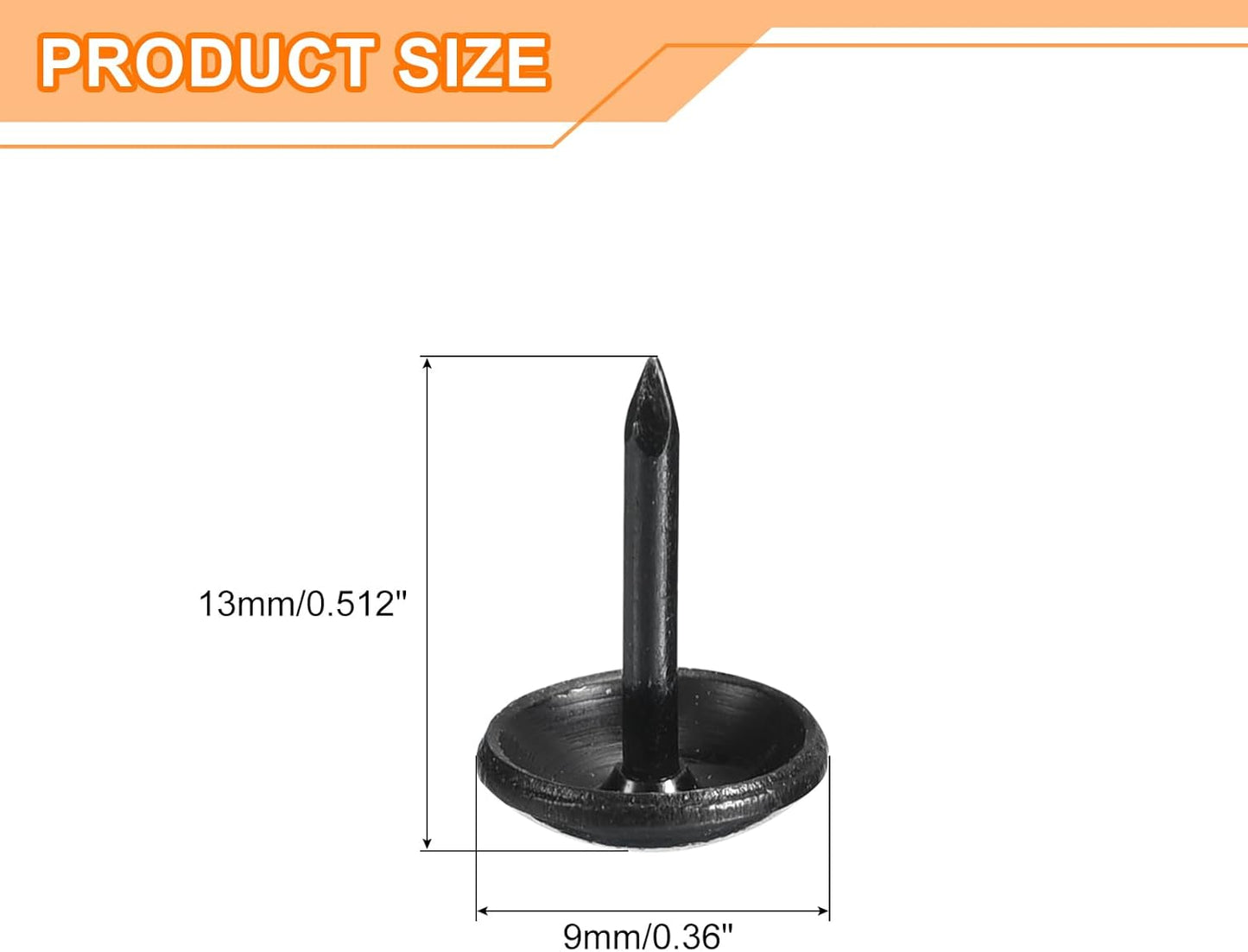 uxcell Upholstery Tacks Nail Pins Furniture, 150Pcs 9x13mm Thumb Tack Pins Assortment Kit Carbon Steel for Home Sofa DIY Decorative Nail Heads Nails, Black