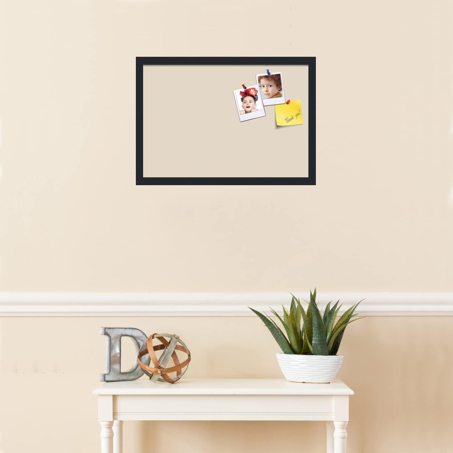PinPix 22x15 Inch Cork Bulletin Board. This Decorative Framed Pin Board Comes with Desert Pastel Design and a Satin Black Frame. Ideal for Home Office Decor or Message Board (PinPix-1815)