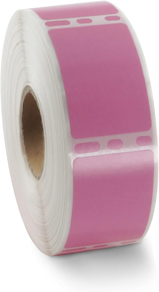 BETCKEY Colored Labels Compatible with Dymo 30347 (1" x 1-1/2") Book Spine Lables, Compatible for Dymo LabelWriter Thermal 450, 4XL & Zebra Desktop Printers [1 Roll, 750 Labels, Pink]
