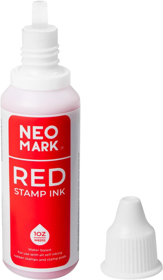 Premium Stamp Ink, Quick-Drying and AP-Certified Non-Toxic Refill Ink for Self-Inking Stamps, Date Stamps and Stamp Pads(Red, 1oz)