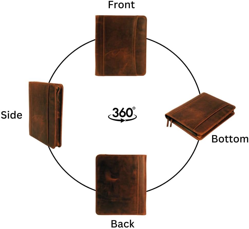 Jajmo Legacy Top Grain Leather Portfolio - Professional Business Padfolio & Document Organizer with Writing Pad for Men & Women