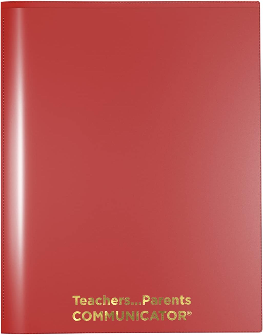 Nicky's Folder® English Communicator, Parent-Teacher Folder, Patented Tear-Resistant, Flexible Plastic, 2 Inside Pockets, 2 Exterior Sleeves, Letter Size Paper, Single Color (24 Pack) (Red)