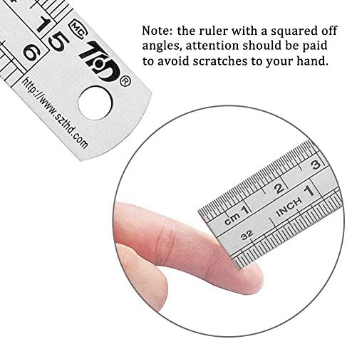 ZZTX Ruler Metal Straight Edge Stainless Steel Ruler 6 Inch Ruler Set Rulers Bulk 12 Pack