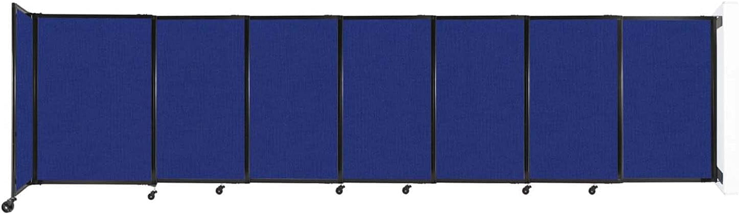 Wall-Mounted Sliding StraightWall Room Divider | Adjustable Widths | Locking Wheels | Room Separator | Up to 15'6" Wide x 4' Tall Royal Blue Fabric Panels
