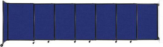 Wall-Mounted Sliding StraightWall Room Divider | Adjustable Widths | Locking Wheels | Room Separator | Up to 15'6" Wide x 4' Tall Royal Blue Fabric Panels