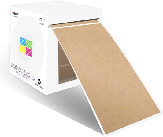 PARLAIM 3 X 5 Inch Rectangle Adhesive Color Coding Stickers,Kraft Rectangle Labels -250 Per Dispenser Box（Kraft ）