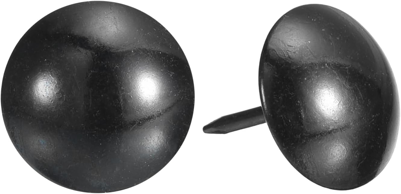 uxcell Upholstery Tacks Nail Pins Furniture, 100Pcs 19x23mm Thumb Tack Pins Assortment Kit Carbon Steel for Home Sofa DIY Decorative Nail Heads Nails, Black