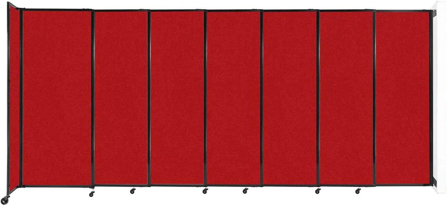 Wall-Mounted Sliding StraightWall Room Divider | Adjustable Widths | Locking Wheels | Room Separator | Up to 15'6" Wide x 6'10" Tall Red Fabric Panels