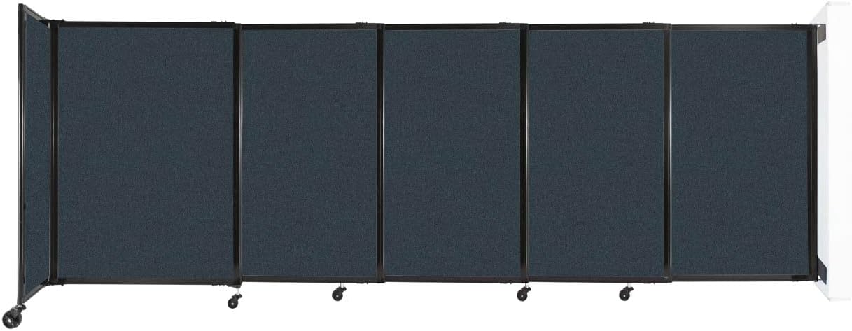 Wall-Mounted Sliding StraightWall Room Divider | Adjustable Widths | Locking Wheels | Room Separator | Up to 11'3" Wide x 4' Tall Blue Spruce Fabric Panels