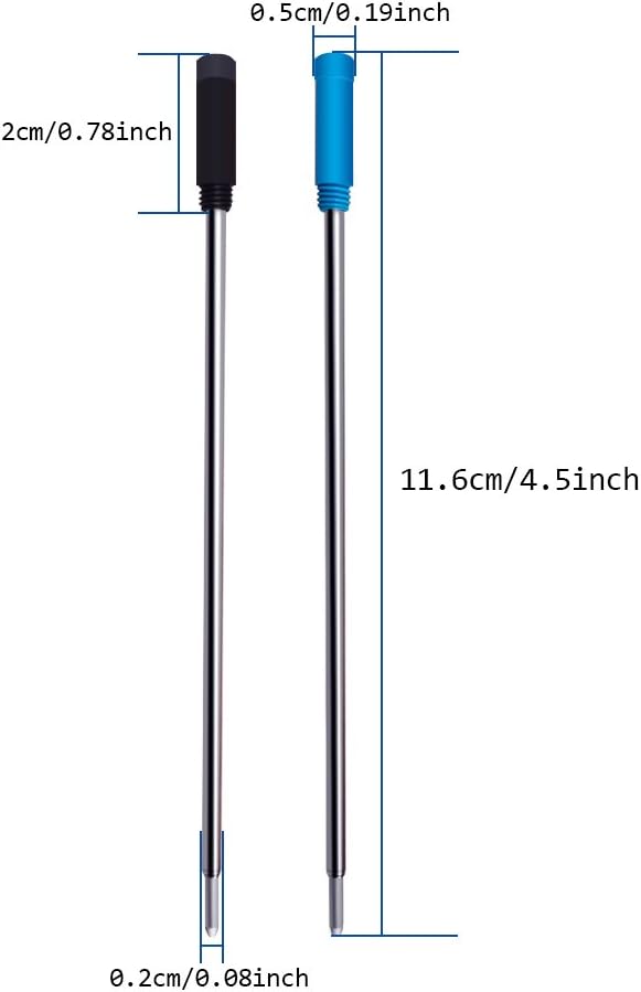 4.5” Replaceable Ballpoint Pen Refills, 30 Pack Smooth Writing Ballpoint Refills for Cross Style Pen (Black and Blue Ink Refills)