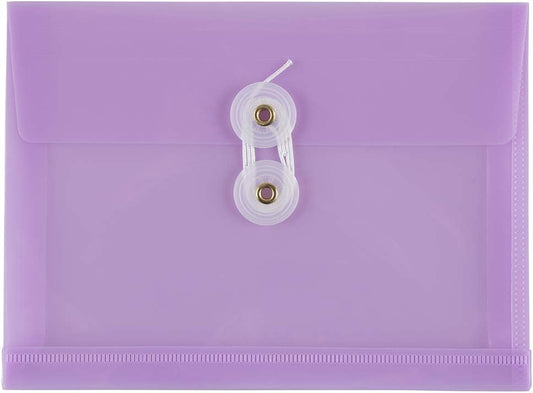 JAM PAPER Plastic Envelopes with Button & String Tie Closure - Index Size - 5 1/2 x 7 1/2 - Lilac Purple - 12/Pack