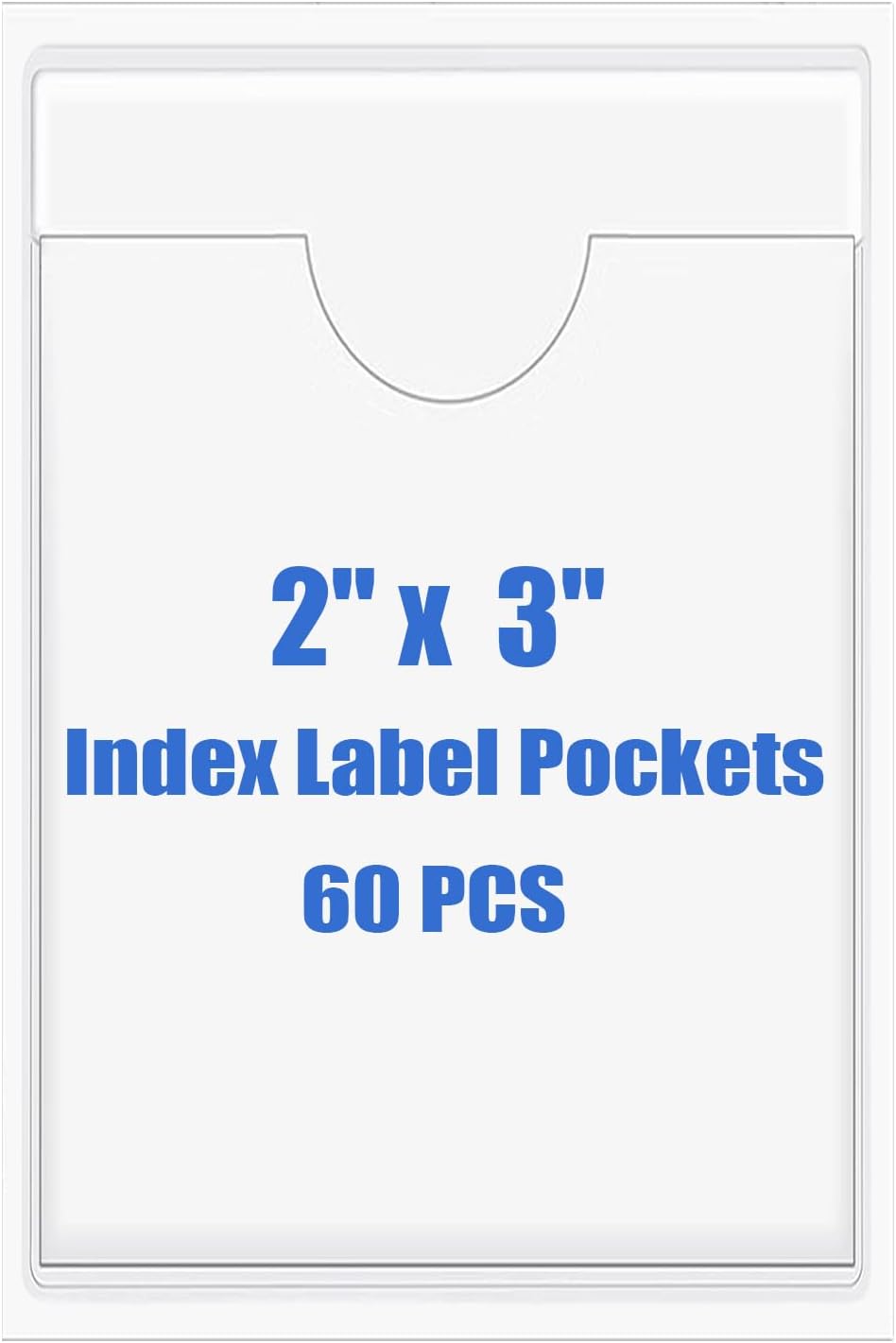 Origin-Joy 60 PCS Self Adhesive Index Card Pockets with Top Open, Clear Plastic Label Holder for Notes, Library and Business, Adhesive Label Pockets & Holder (2 x 3 inch)