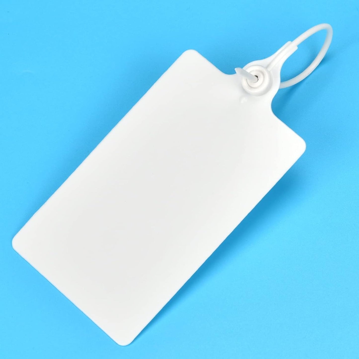 100 Plastic Shipping Tags - Waterproof, Writable Labels for Security, Storage, Hanging - With Marker Pen (White)