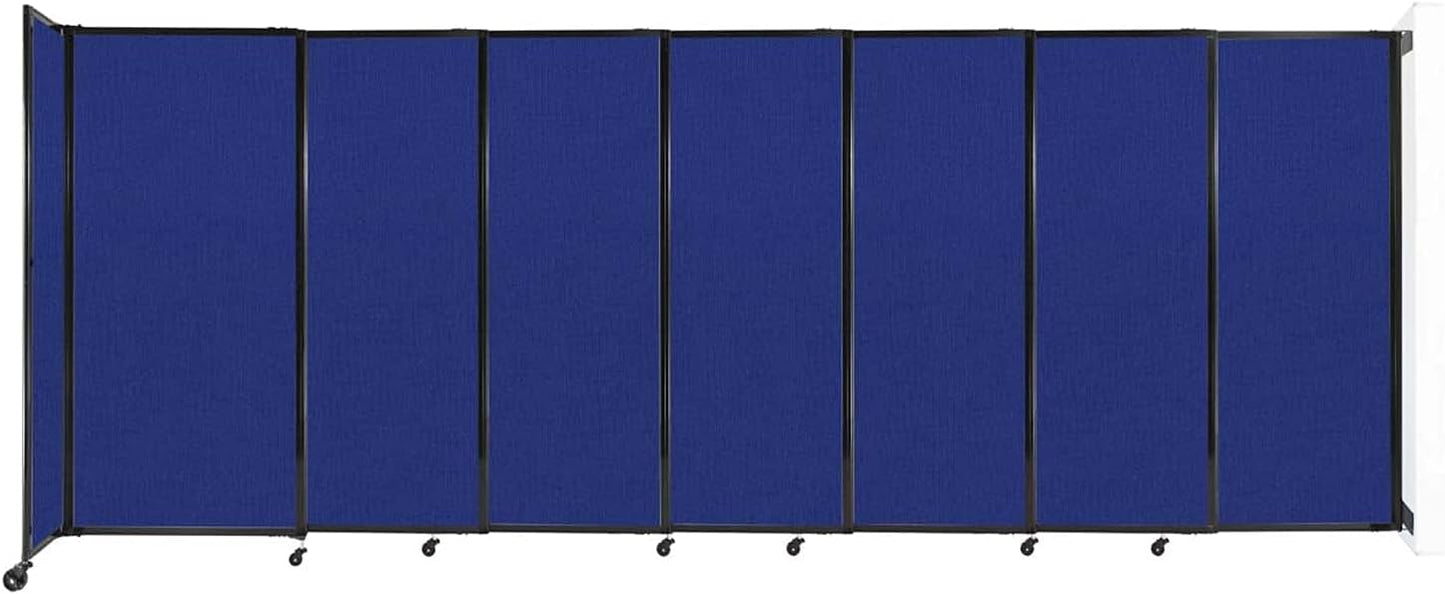 Wall-Mounted Sliding StraightWall Room Divider | Adjustable Widths | Locking Wheels | Room Separator | Up to 15'6" Wide x 6' Tall Royal Blue Fabric Panels