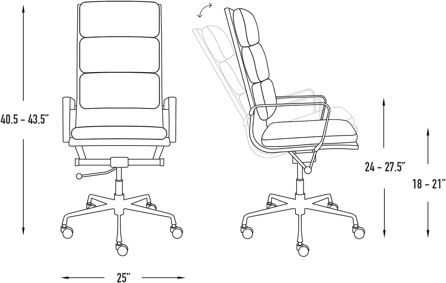Laura Davidson Furniture SOHO II Tall Back Padded Management Chair (Grey)