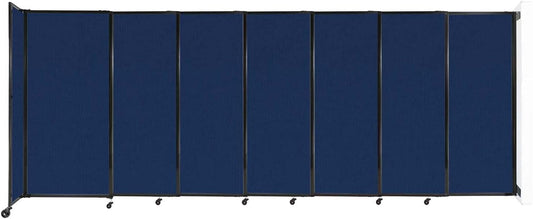 Wall-Mounted Sliding StraightWall Room Divider | Adjustable Widths | Locking Wheels | Room Separator | Up to 15'6" Wide x 6' Tall Navy Blue Fabric Panels