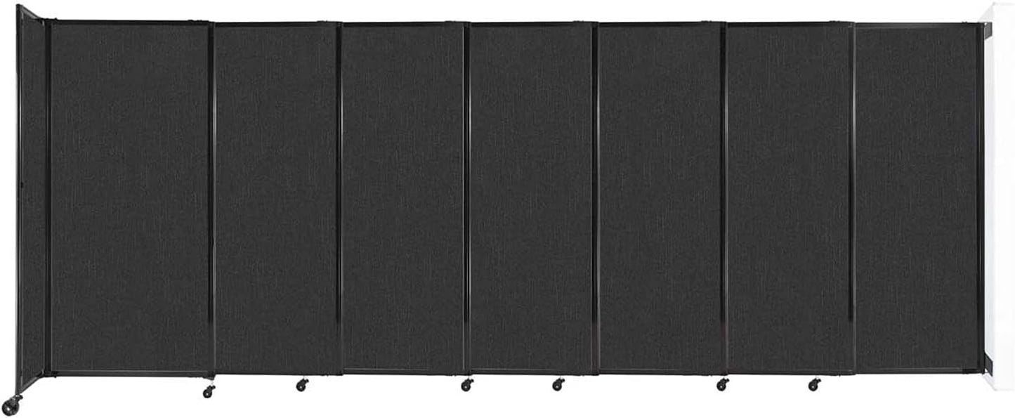 Wall-Mounted Sliding StraightWall Room Divider | Adjustable Widths | Locking Wheels | Room Separator | Up to 15'6" Wide x 6' Tall Black Fabric Panels