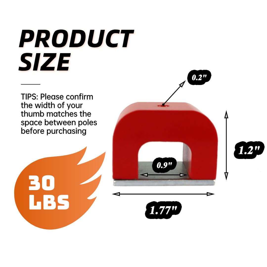 Red Horseshoe Heavy-Duty Alnico Power Magnets for Education and Doing Velvet Nail (30 lbs Pull)