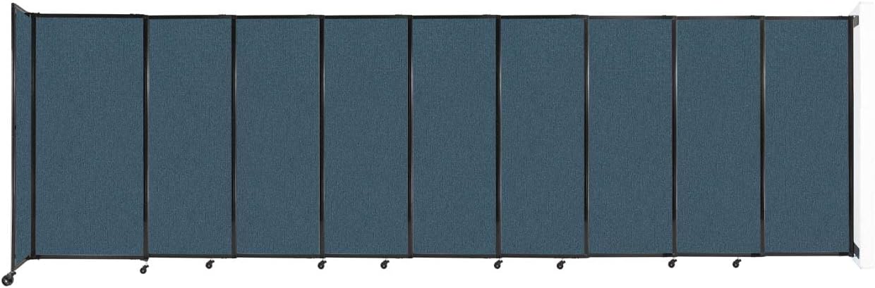 Wall-Mounted Sliding StraightWall Room Divider | Adjustable Widths | Locking Wheels | Room Separator | Up to 19'9" Wide x 6' Tall Caribbean Fabric Panels