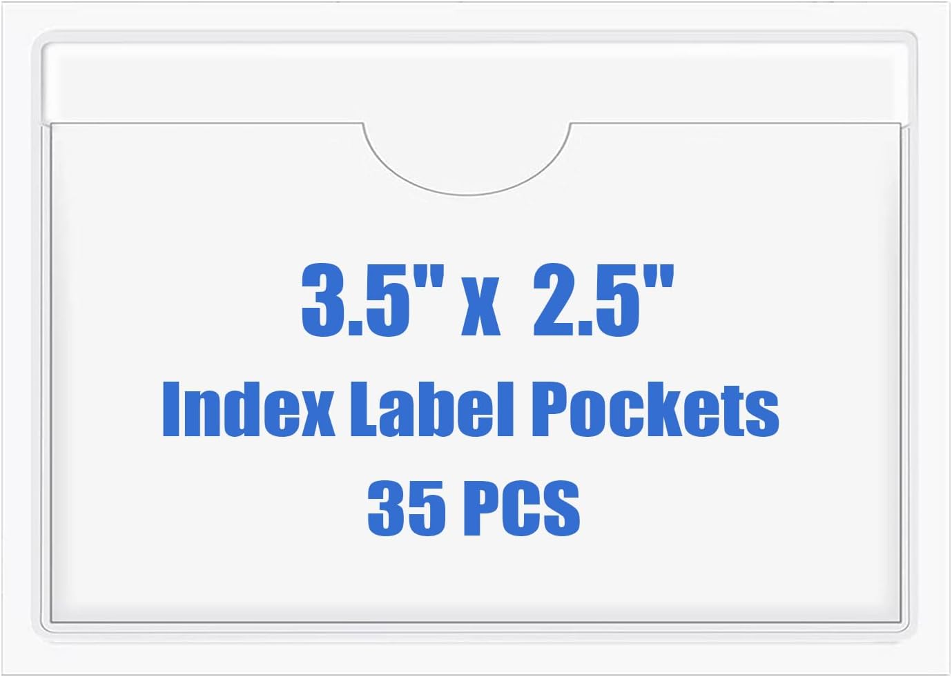 Origin-Joy 35 PCS Self Adhesive Index Card Pockets with Top Open, Clear Plastic Label Holder for Cards of Note, Library and Business, Adhesive Label Pockets & Card Holder (3.5 x 2.5 inch)