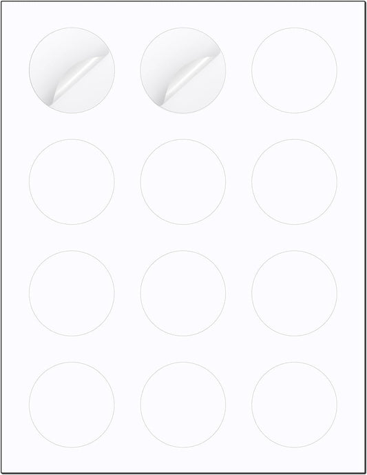 Methdic 2" Diameter High Visibility Printable Round Labels，Matte White，360 Customizable Blank Stickers