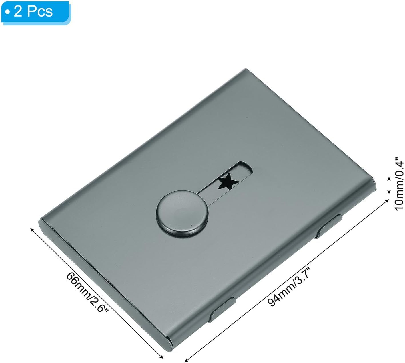 PATIKIL 2 Pcs Business Card Holder, Thumb Drive Business Card Holder Portable Business Card Holders Alloy Slide Out Card Case for Business Meeting, Grey