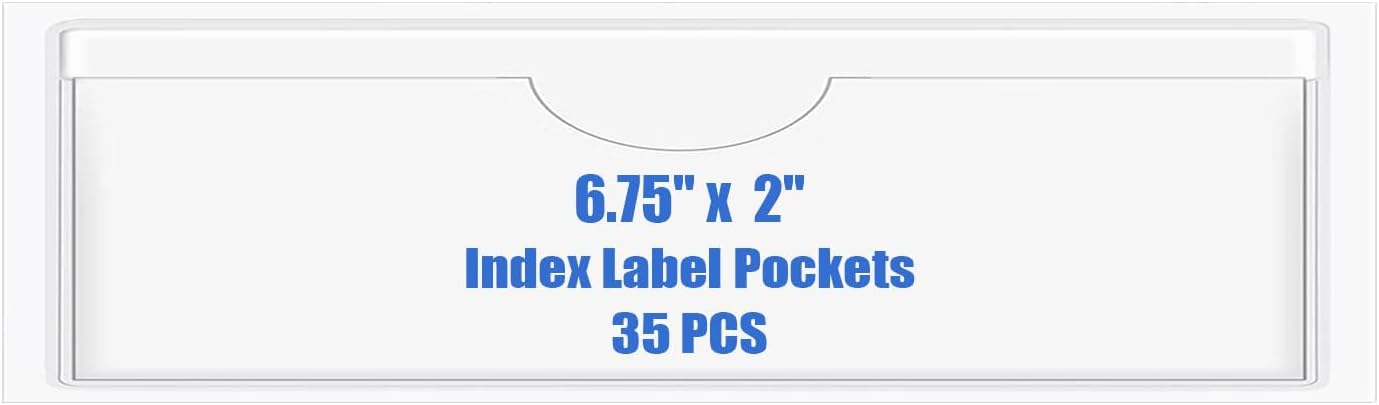 Origin-Joy 35 PCS Self Adhesive Index Card Pockets with Top Open, Clear Plastic Label Holder for Cards of Note, Library and Business, Adhesive Label Pockets & Card Holder (6.75 x 2 inch)