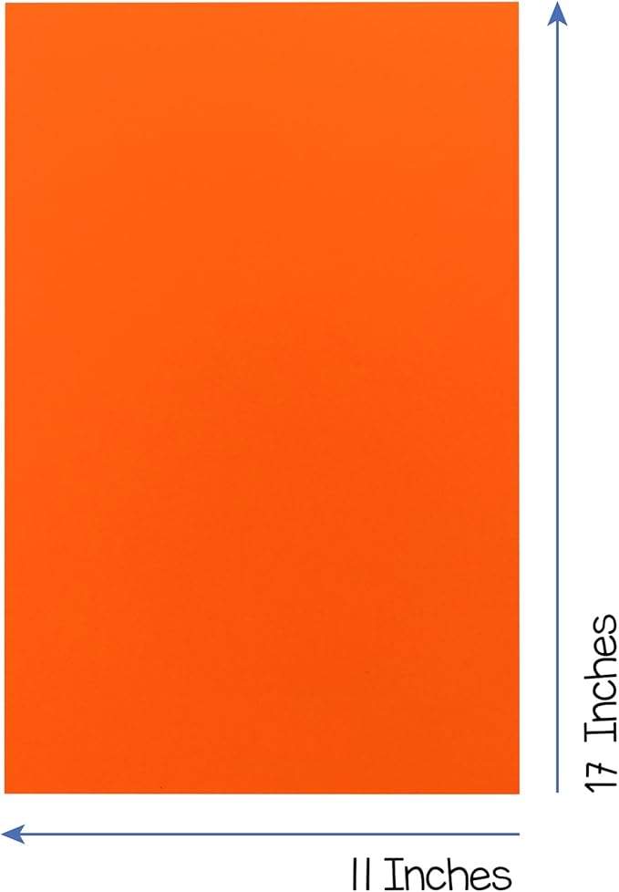 Hygloss Dark Orange Bright Colored Cardstock - 11x17-Inch, 50 Sheets, 65 lb/ 176 gsm, Fade-Resistant, Acid-Free Color Card Stock Paper
