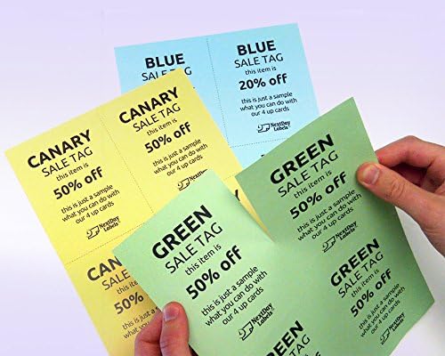 NextDayLabels 8-1/2" x 11" Laser/Inkjet Postcards 4 Per Page, (4-1/4" x 5-1/2" Each Card | Canary, 4000 Cards)