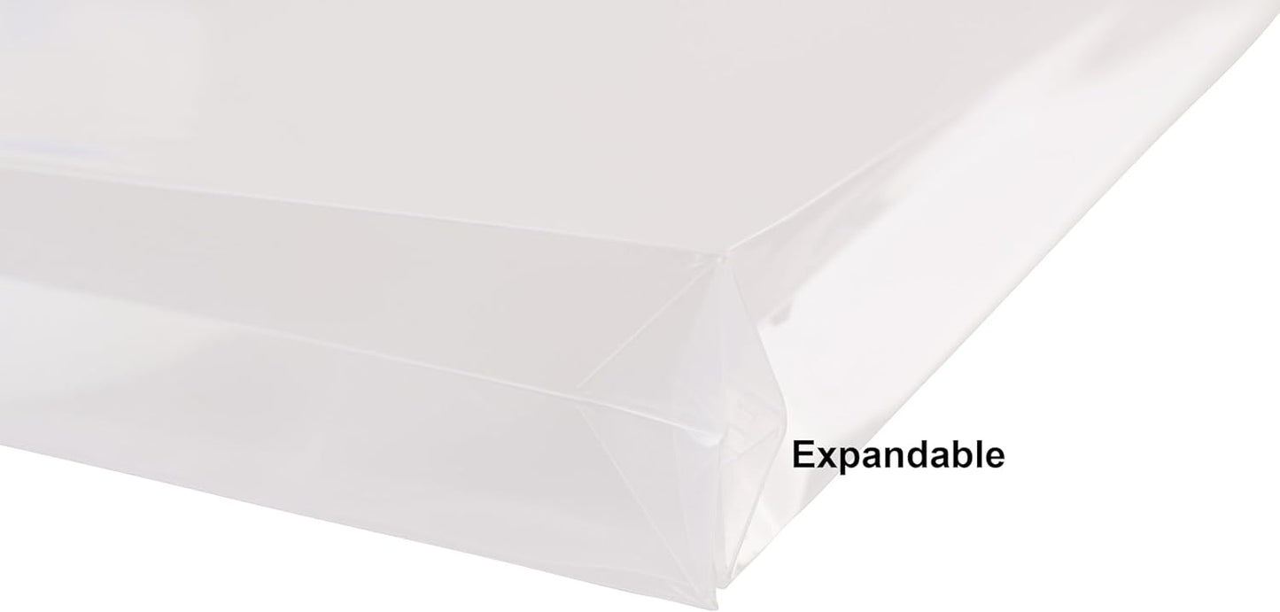 8.5 x 11 Letter Sized Clear Plastic Envelopes with Expanding Gusset Document File Storage Holder 20 Pack Hook Loop Closure