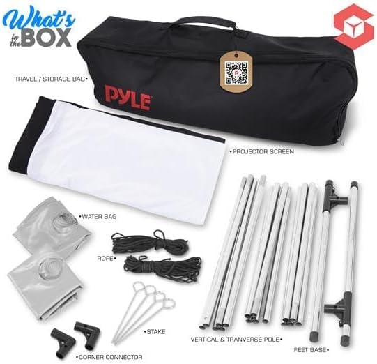 Pyle Projector Screen with Stand - 80'' 16:9 HD 4K Portable Lightweight Freestanding Foldable Indoor Outdoor Movie Projection Display with Frame for Home Theater