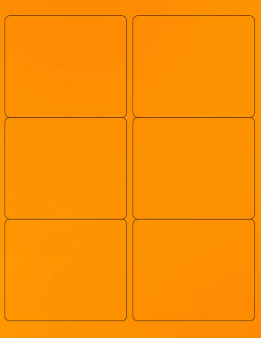 NextDayLabels - 8-1/2 x 11 Neon Color High Light Fluorescent Labels for Laser & Inkjet Printer (Orange Fluorescent, 4" x 3-1/3" - 6 Per Page | 300 Labels)