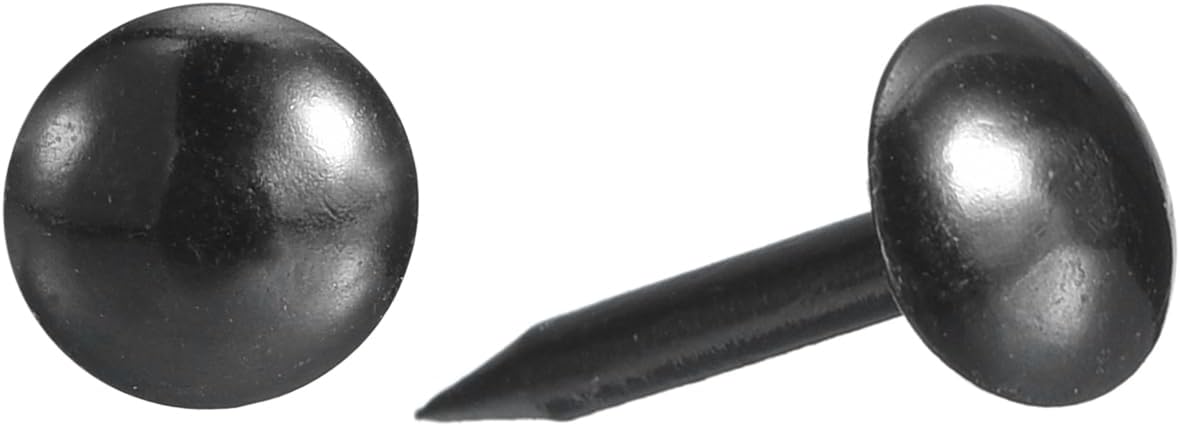 uxcell Upholstery Tacks Nail Pins Furniture, 50Pcs 7x17mm Thumb Tack Pins Assortment Kit Carbon Steel for Home Sofa DIY Decorative Nail Heads Nails, Black