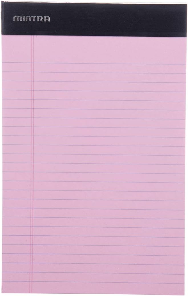 Mintra Office Legal Pads - ((BASIC PASTEL 6pk, 5in X 8in, NARROW RULED)) - 50 Sheets per Notepad, Micro perforated Writing Pad, Notebook Paper for School, College, Office, Professional