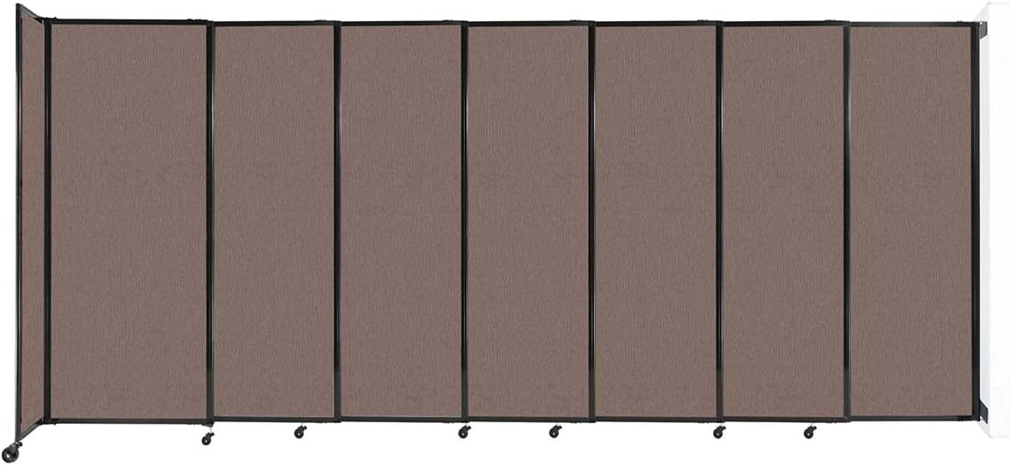 Wall-Mounted Sliding StraightWall Room Divider | Adjustable Widths | Locking Wheels | Room Separator | Up to 15'6" Wide x 6'10" Tall Latte Fabric Panels